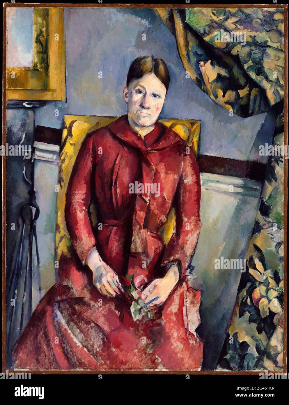 Paul CÃ©zanne - Madame Czanne Hortense Fiquet in un vestito rosso Foto Stock