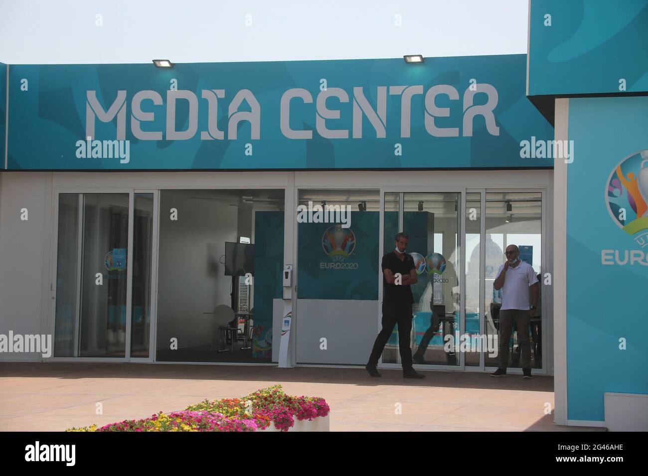 Roma, Italia. 18 Giugno 2021. ROMA, ITALIA - 19.06.2021: Media Center UEFA Euro 2020 a Pincio prima del Campionato UEFA Euro 2020 Gruppo UNA partita tra Italia e Galles allo Stadio Olimpico il 19 giugno 2021 a Roma. Credit: Agenzia fotografica indipendente/Alamy Live News Foto Stock