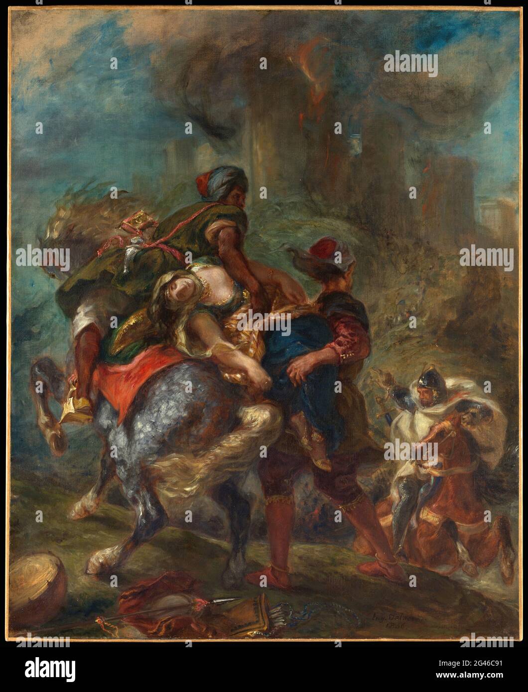 Titolo: L'Abduzione di Rebecca Creatore: Eugène Delacroix. Data: 1846 Medium: Olio su tela dimensioni: 100.3x81.9 cms Località: Metropolitan Museum of Art, New York, USA Foto Stock