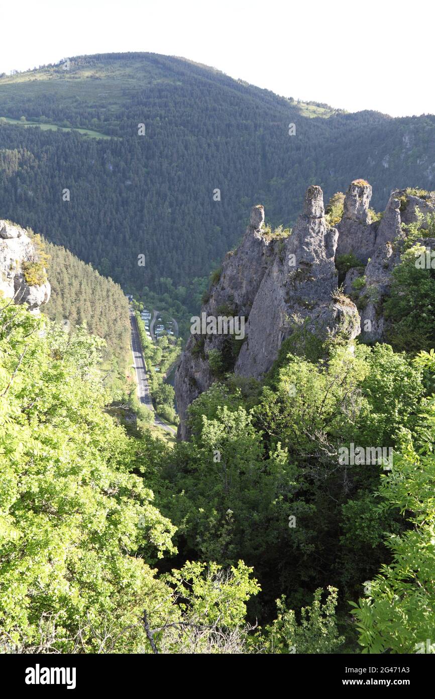 Caos di Montpellier-le-Vieux formazioni rocciose calcaree, Gole del Jonte e dei Grands Causses, top sito Occitania presto essere elencato Grand Site di Francia Foto Stock