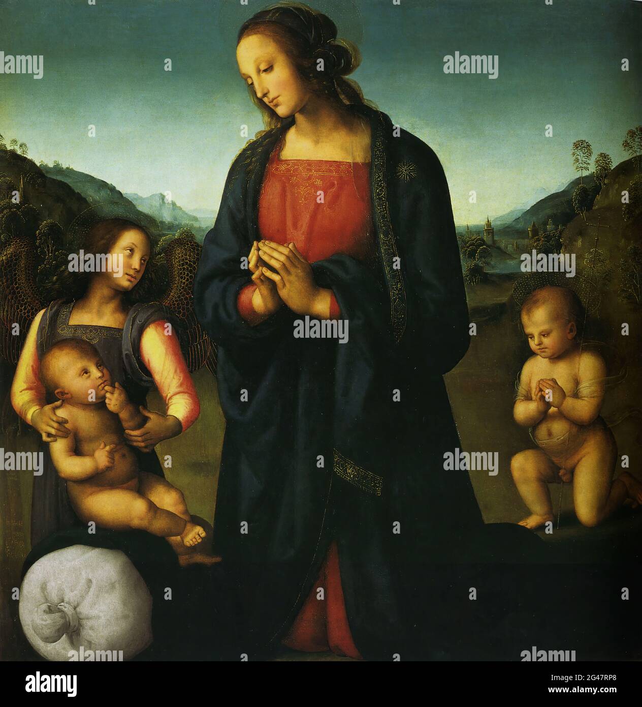 Pietro Perugino - Madonna col Bambino San Giovanni Angelo Madonn del sacco 1500 Foto Stock