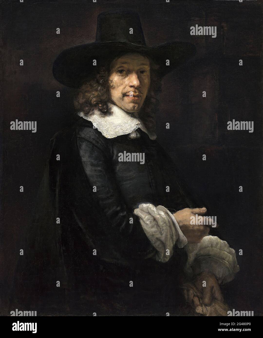 Rembrandt Harmenszoon Van Rijn - Ritratto di un Signore con cappello e  guanti Foto stock - Alamy