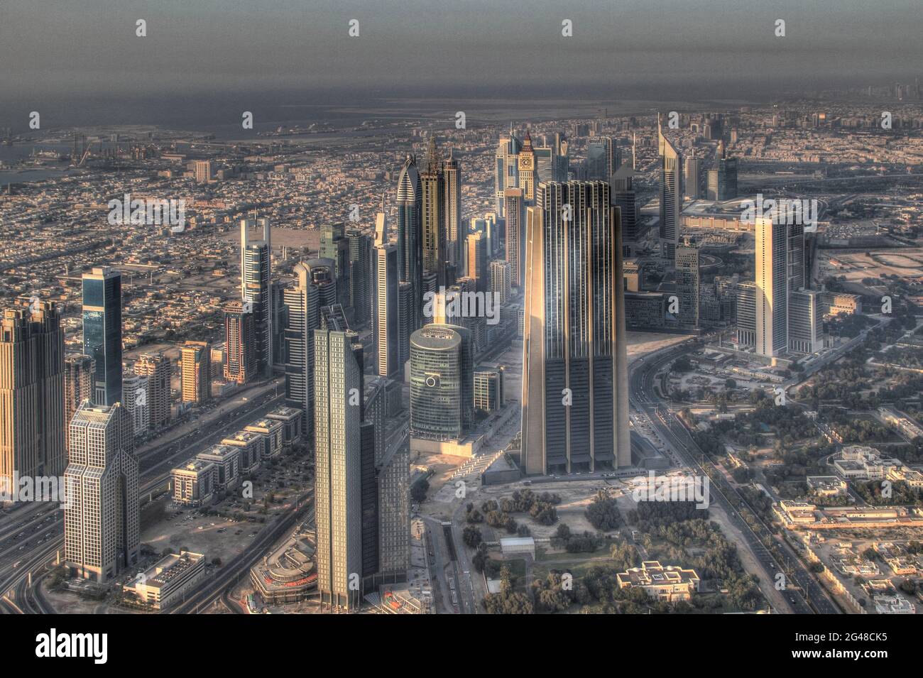 Veduta aerea del Parco Burj a Dubai Foto Stock