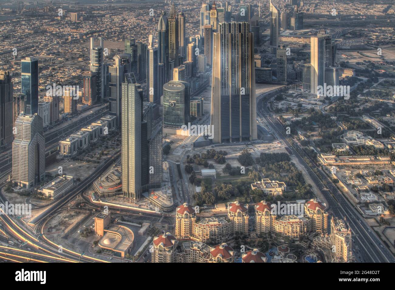 Vista aerea del grattacielo Burj Khalifa a Dubai Foto Stock