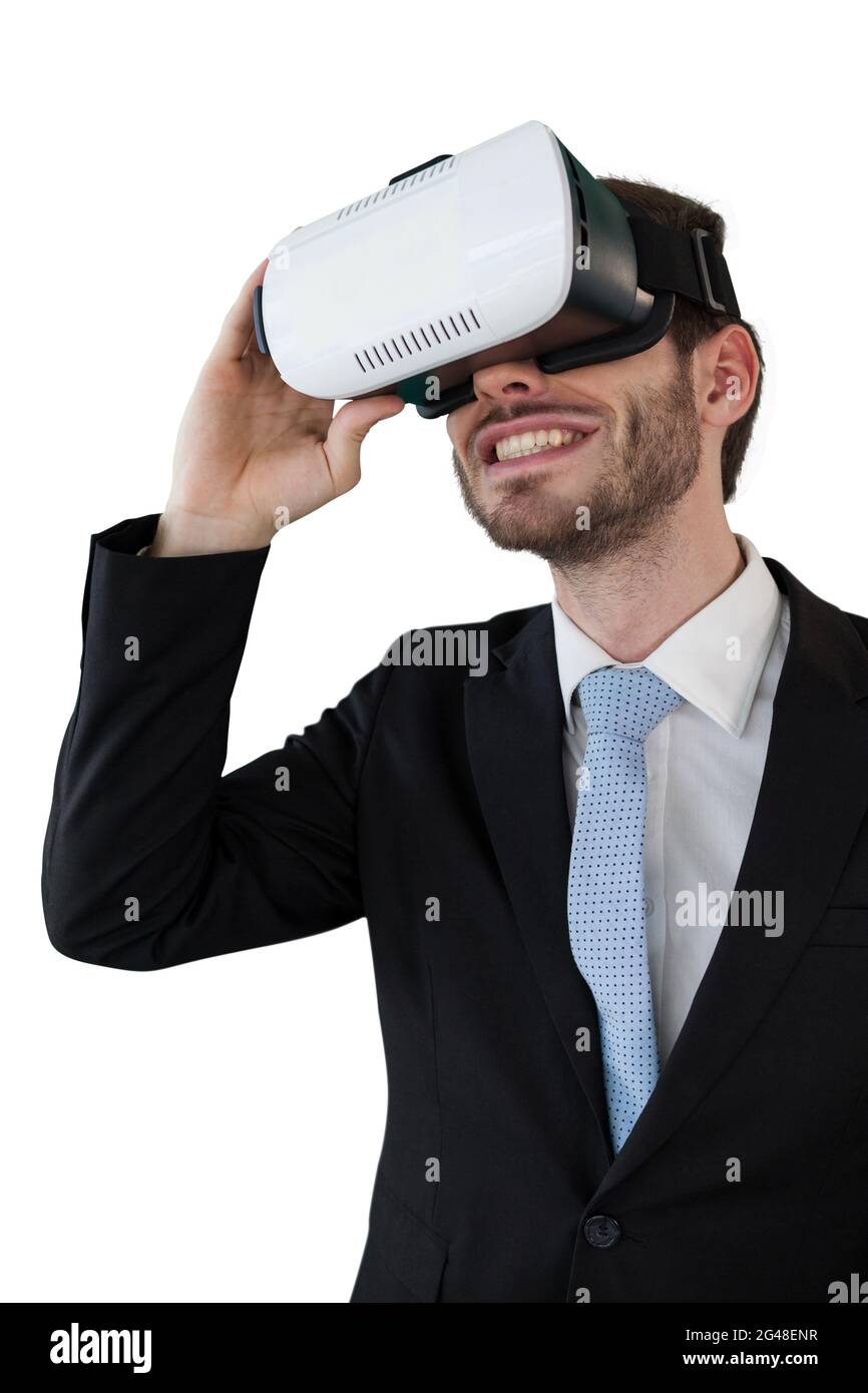 Uomo d'affari con occhiali vr Foto Stock