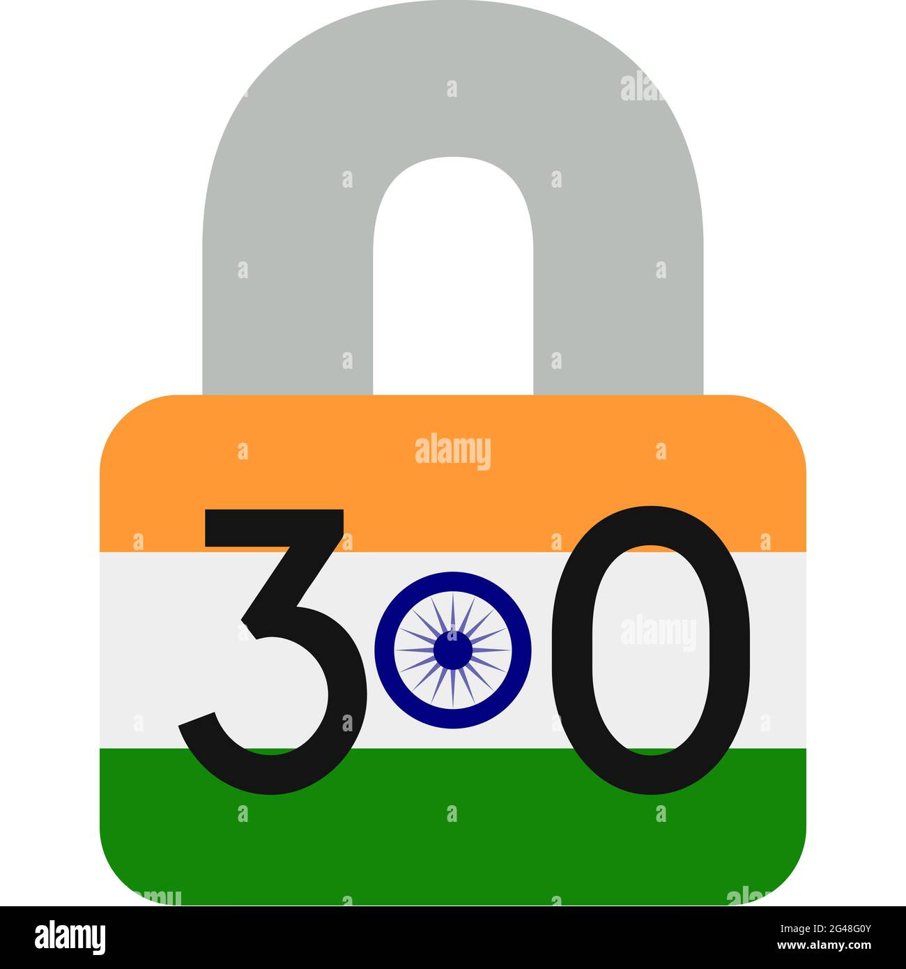 Logo, simbolo, icona, simbolo del Lockdown 3.0 per l'India. Quarantena focolaio di coronavirus. India flag blocco versione 3 a causa di Virus attacco concetto illustrazione Foto Stock