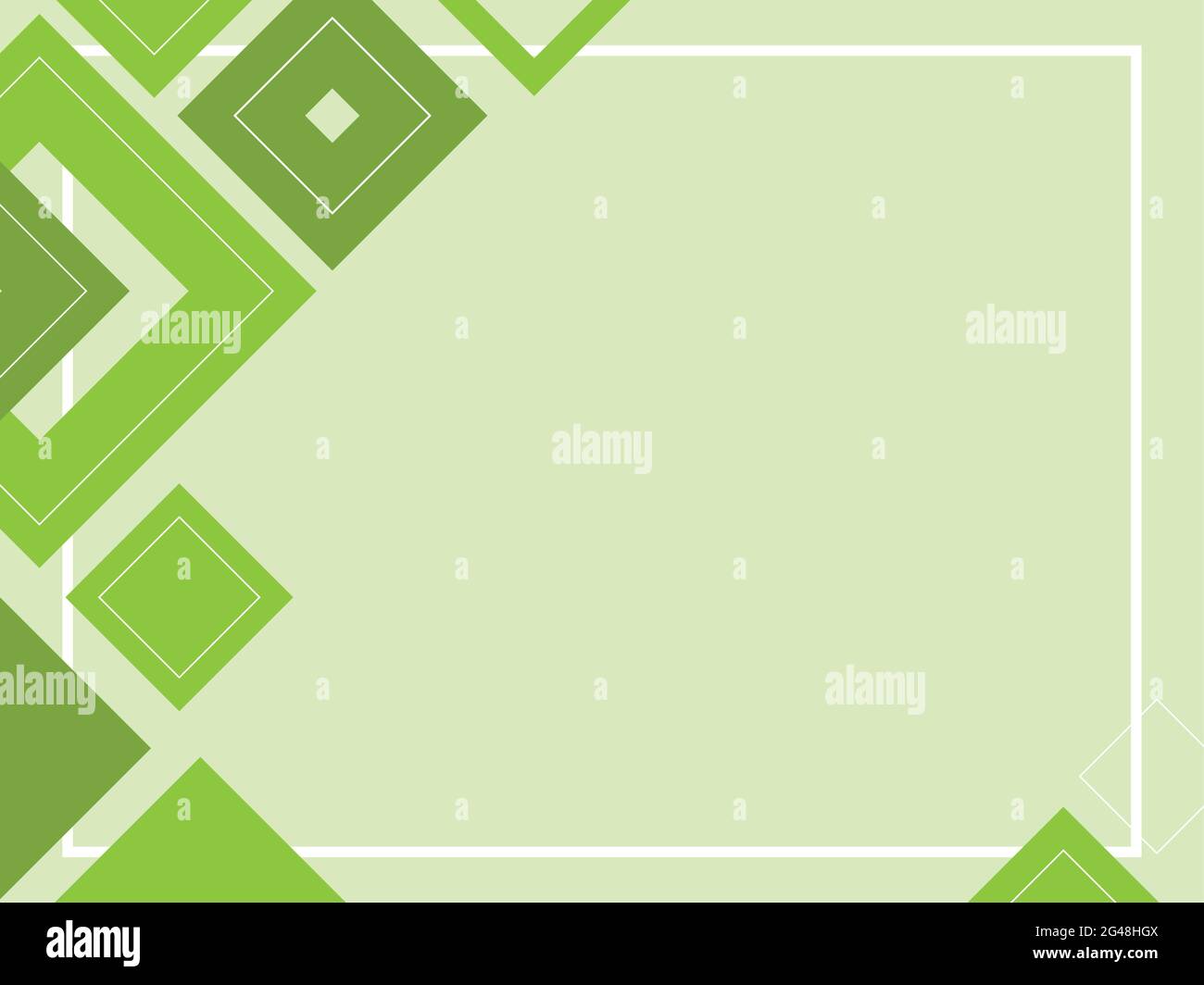 Sfondo geometrico astratto fatto da triangoli e quadrati. Motivo verde fatto da forme, modello con spazio di copia, colori verde e bianco Illustrazione Vettoriale