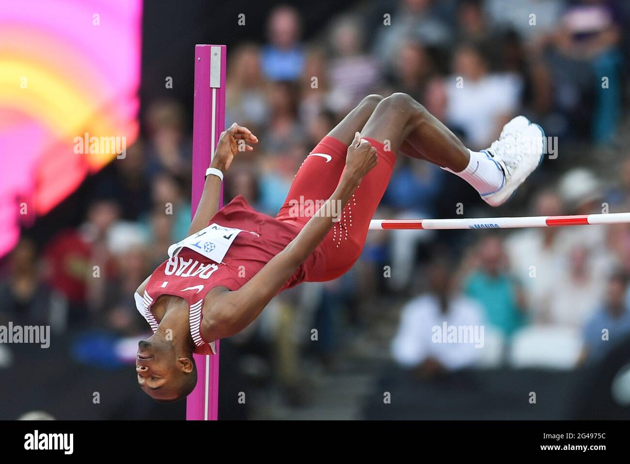 Mutaz Barshim (Qatar). Medaglia d'oro High Jump. Campionato del mondo IAAF Londra 2017 Foto Stock