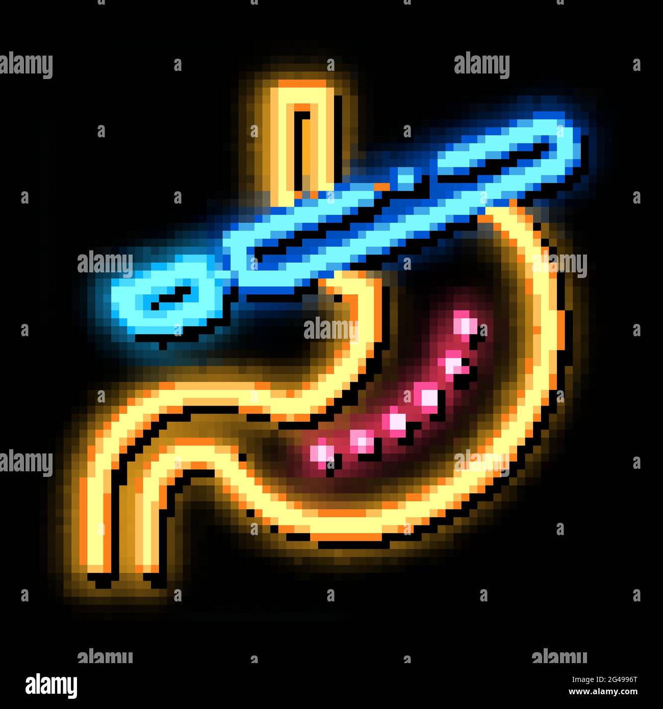 immagine dell'icona del bagliore al neon dello stomaco per il campionamento di particelle Illustrazione Vettoriale