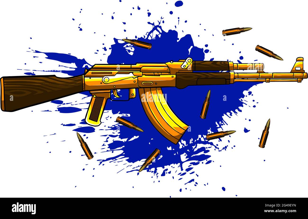 Illustrazione vettoriale di AK-47, pallottole e sangue Illustrazione Vettoriale