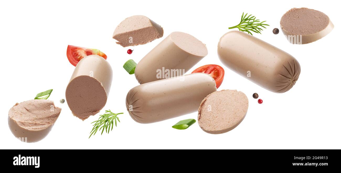 Pate di pollo isolato su sfondo bianco, foie gras Foto Stock