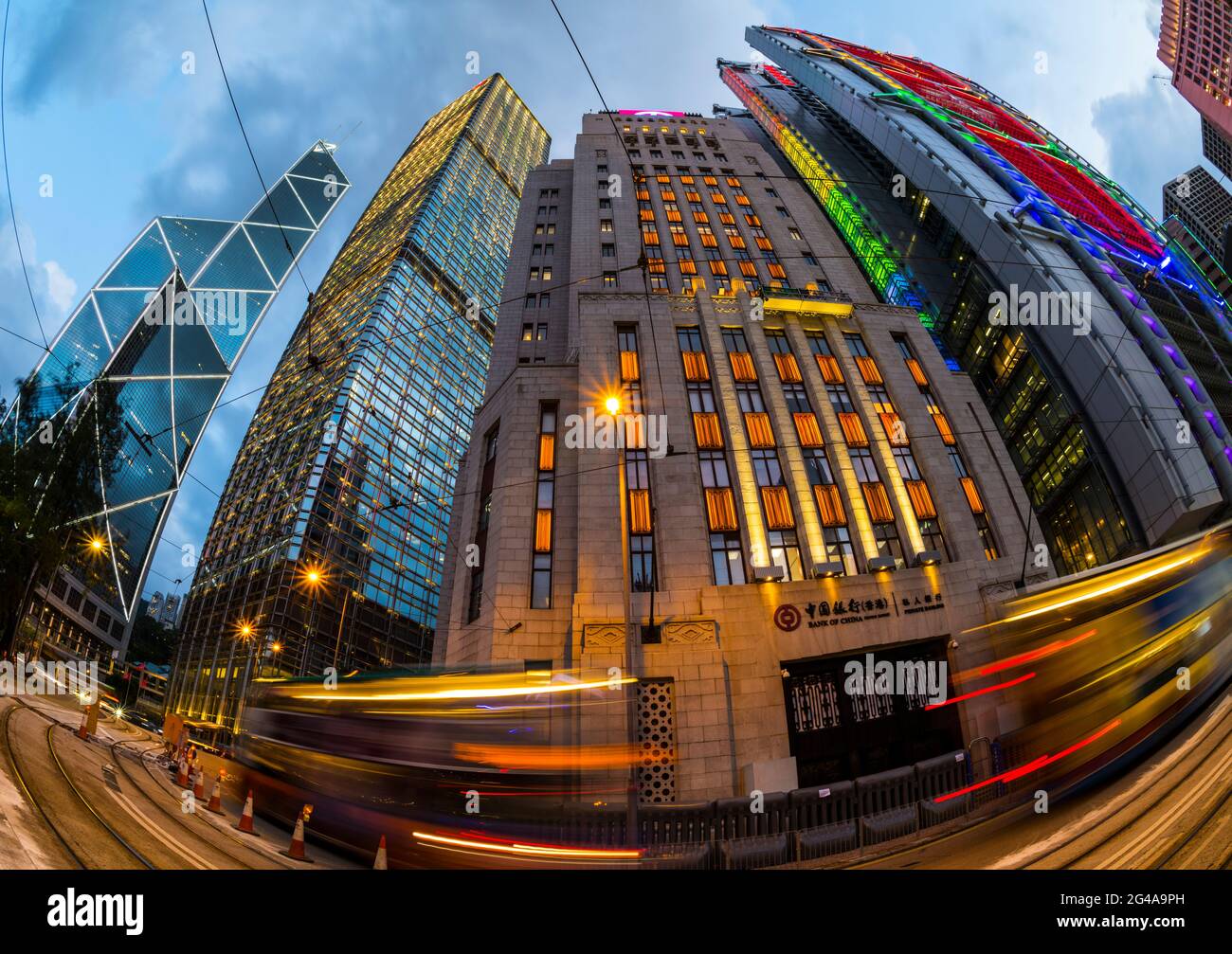 Distretto finanziario centrale di notte, Hong Kong, Cina Foto Stock