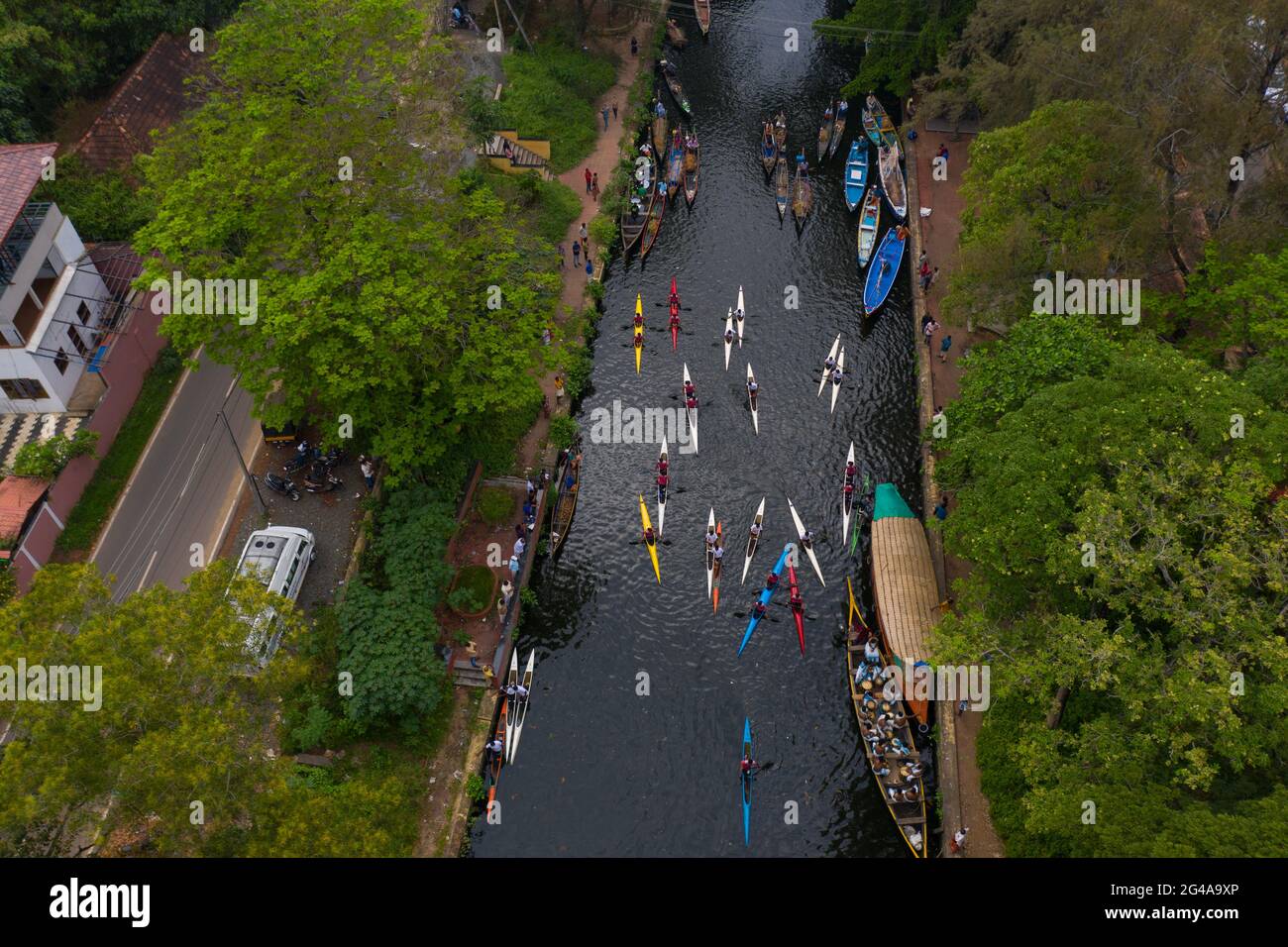 Diversi tipi di barche a alapuzha, Kerala Foto Stock