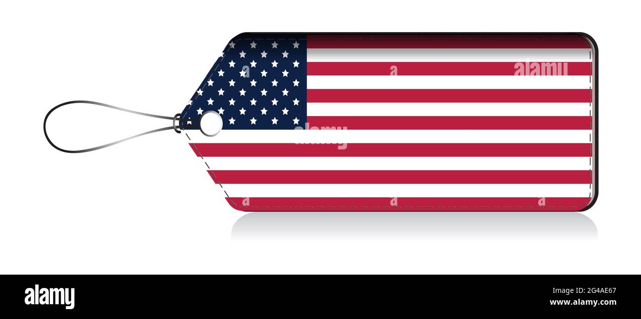 Bandiera degli Stati Uniti leble, realizzati in Stati Uniti Foto Stock