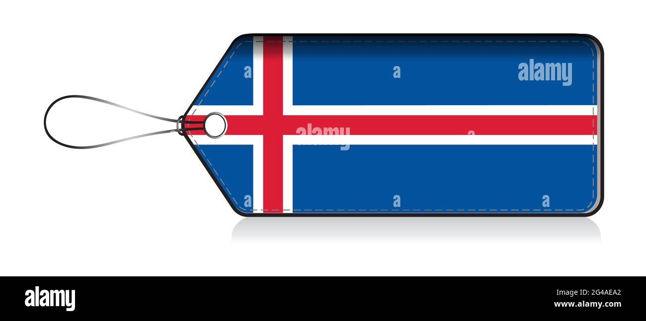 Icelander emoji a bandiera, Etichetta bandiera del prodotto realizzato in Islanda Foto Stock
