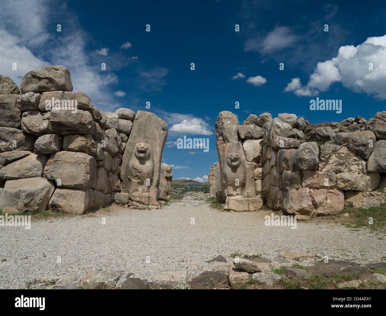 Antica città di Hattusa. La porta del Leone a sud-ovest di Hattusa. Corum - Turchia Foto Stock