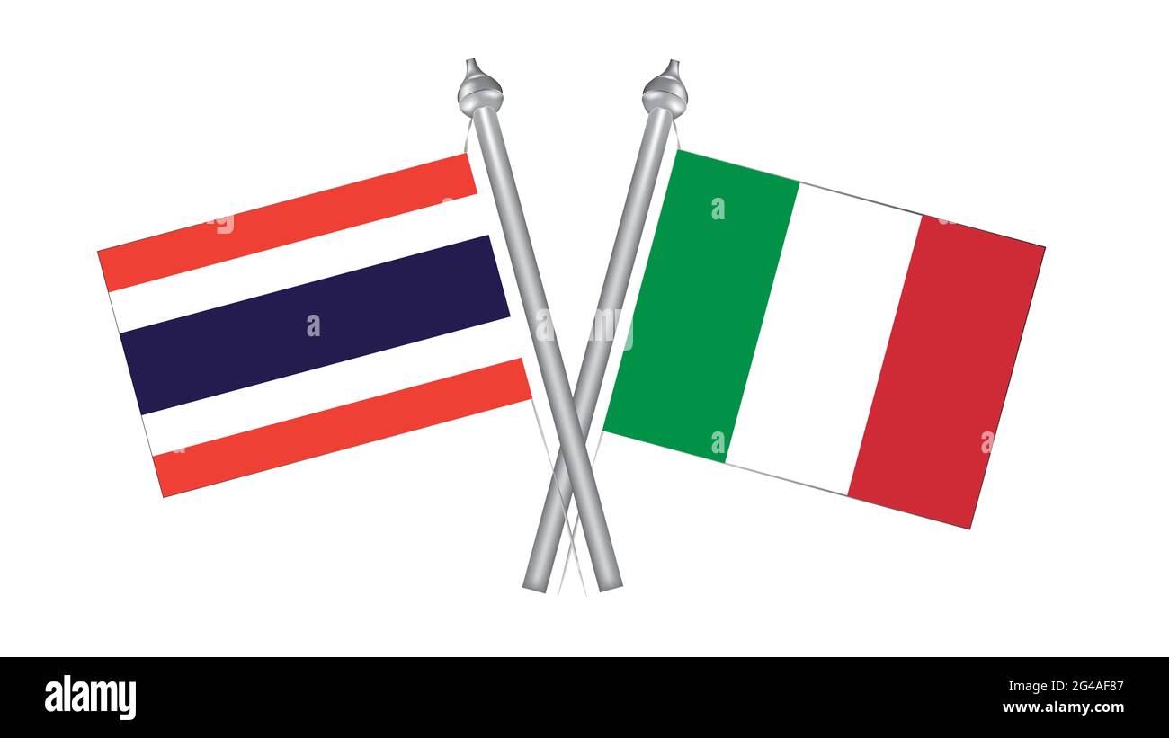 Bandiera della Thailandia e Italia. Bandiera della croce per relazioni  internazionali Foto stock - Alamy