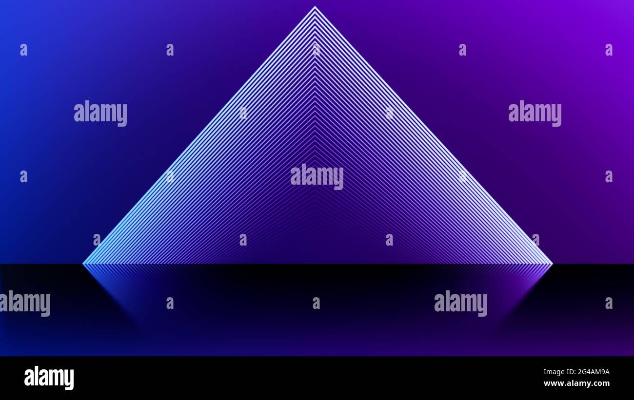 Astratto sfondo blu riflettente con forme di luce piramide. Concetto di tecnologia dei dati. Foto Stock
