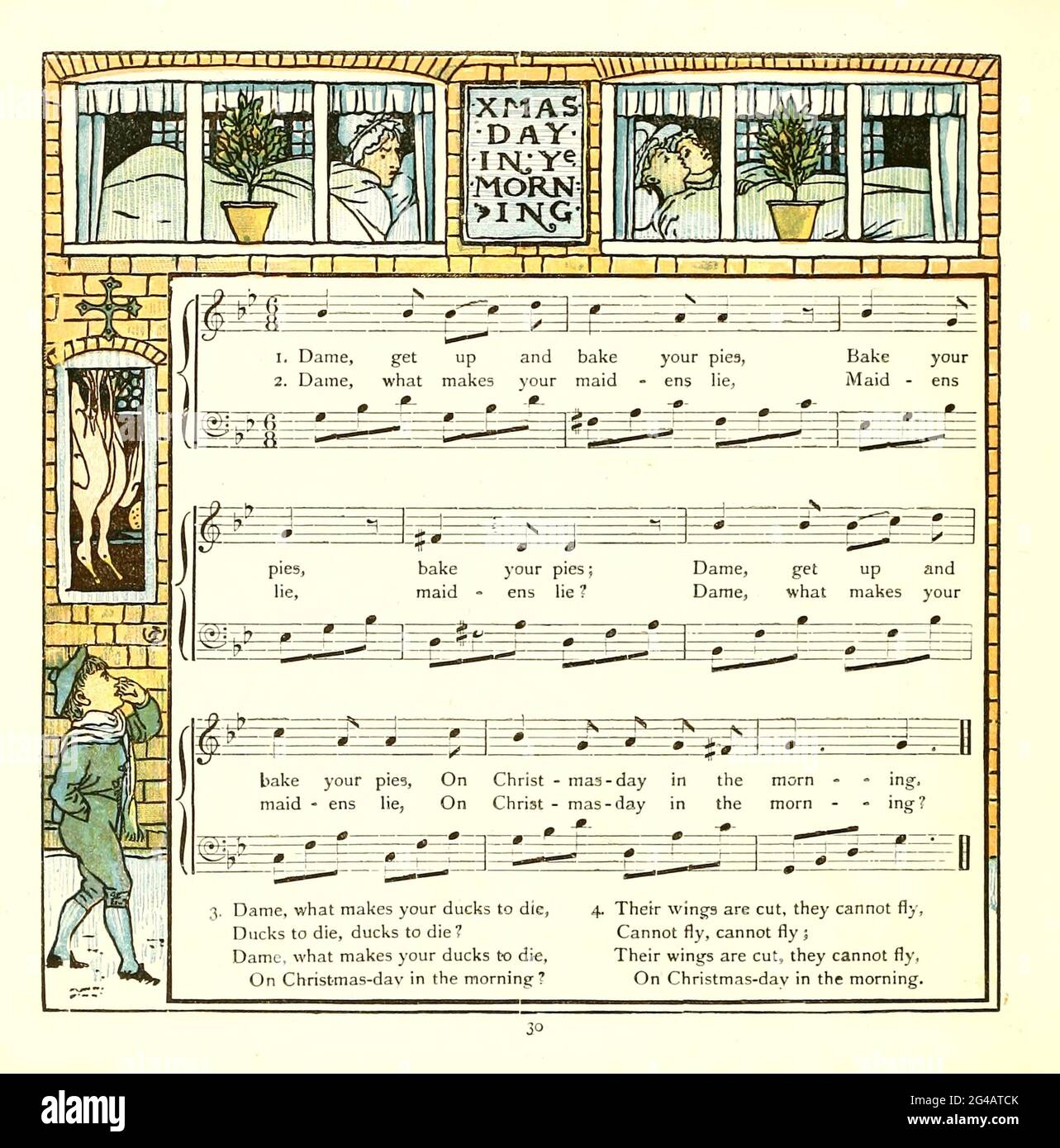 Dame Get Up and Bake Your Pies from the Book ' l'opera del bambino : un libro di vecchie rime, con nuovi abiti di Walter Crane, ed Edmund Evans pubblica a Londra e New York da F. Warne e co. Nel 1900 Foto Stock