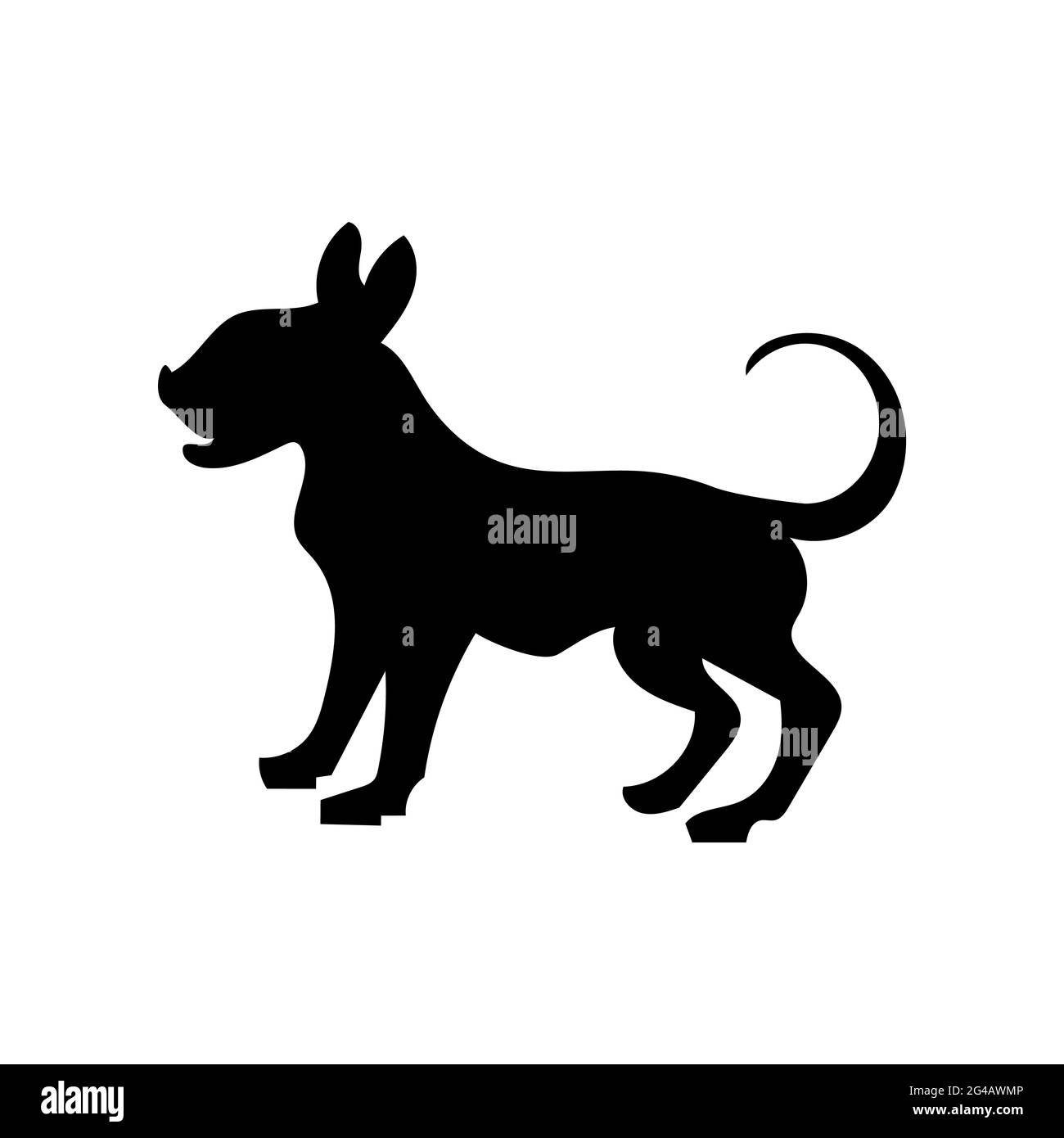 Il cane icona piana, animale per il cinese segno zodiacale Foto Stock