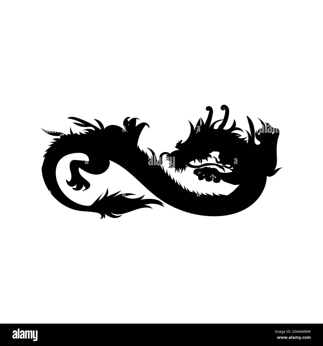 Il Drago icona piana, animale per il cinese segno zodiacale Foto Stock