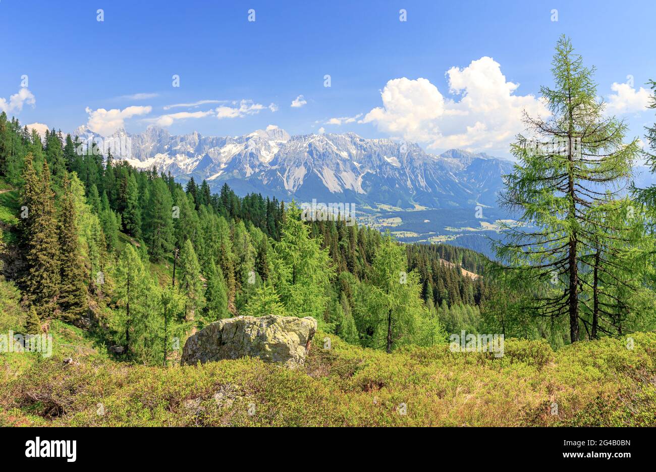 Vista Dachstein da Reiteralm Foto Stock