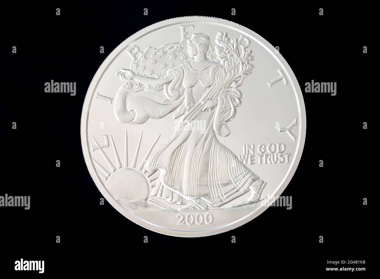 Lato anteriore di una moneta d'argento americana Foto Stock