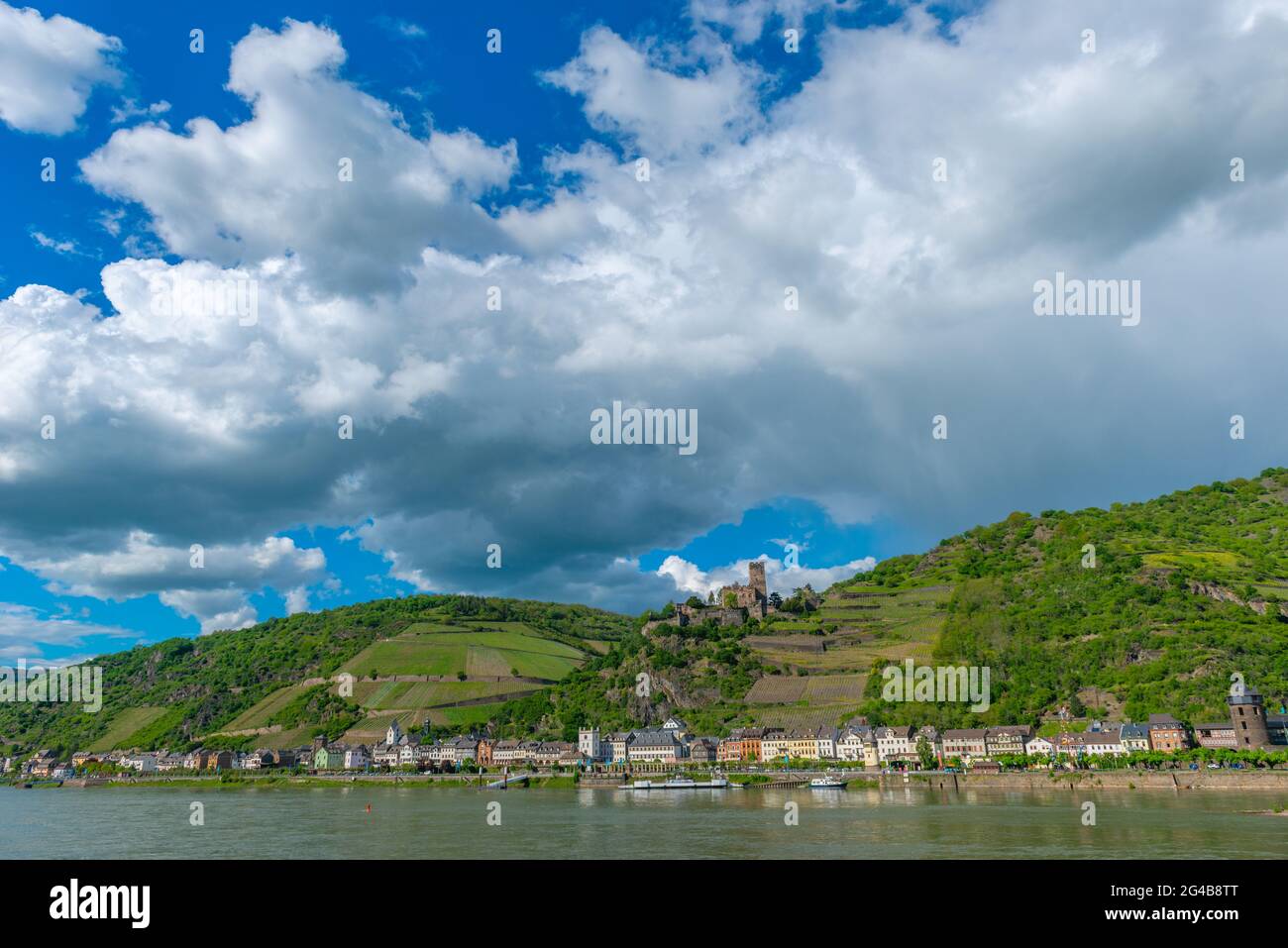 Castello Gutenfels sopra Kaub, Patrimonio Mondiale dell'UNESCO, Valle del Reno, Renania-Palatinato, Germania Foto Stock