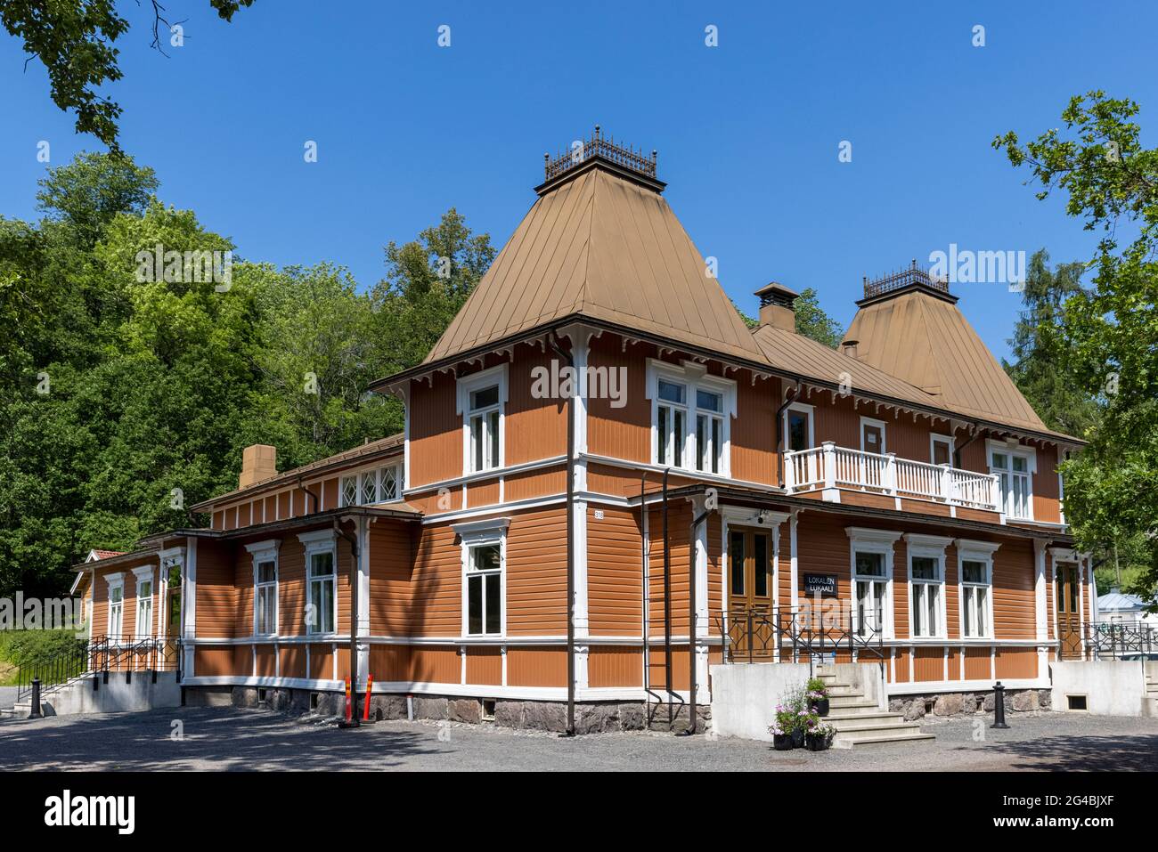 Lo storico villaggio industriale di Fiskars è una popolare destinazione di viaggio nel sud della Finlandia Foto Stock