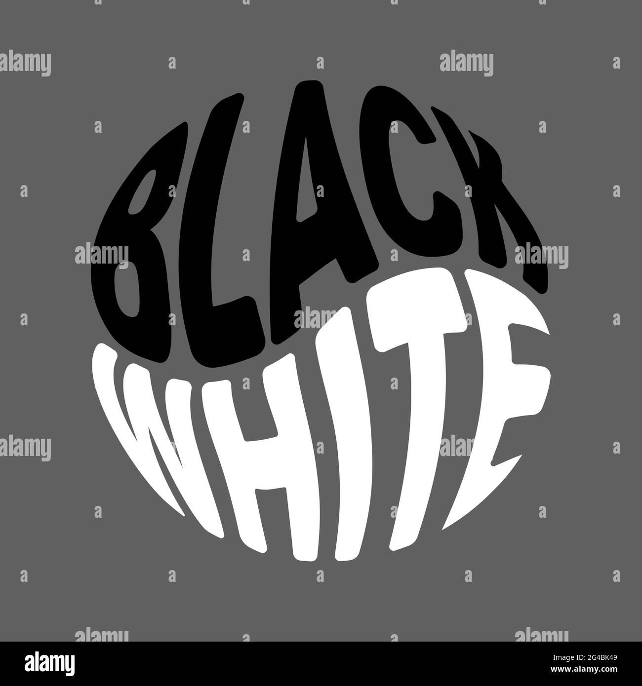 Caratteri in bianco e nero a forma di Yin Yang. Si oppone al concetto di design Balance. Illustrazione vettoriale. Illustrazione Vettoriale