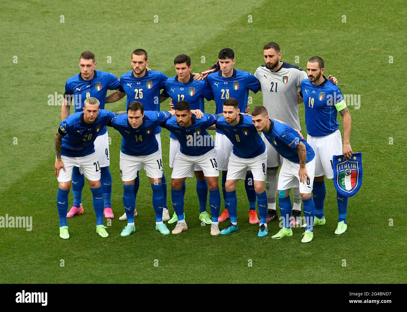 Foto di gruppo Italia durante la partita UEFA Euro 2020 allo Stadio  Olimpico di Roma. Data immagine: Domenica 20 giugno 2021 Foto stock - Alamy