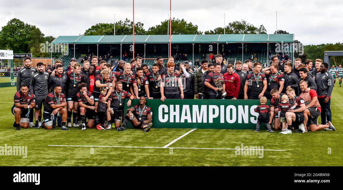 Londra, Regno Unito. 20 Giugno 2021. Campioni di Saracens del Greene King IPA Championship il 20 giugno 2021 giocate la partita finale della seconda tappa tra Saracens e Ealing Trailfinders allo StoneX Stadium di Londra, Inghilterra. Foto di Phil Hutchinson. Solo per uso editoriale, è richiesta una licenza per uso commerciale. Nessun utilizzo nelle scommesse, nei giochi o nelle pubblicazioni di un singolo club/campionato/giocatore. Credit: UK Sports Pics Ltd/Alamy Live News Foto Stock