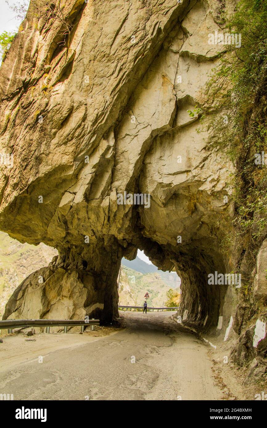 La strada più pericolosa dell'Himalaya Foto Stock