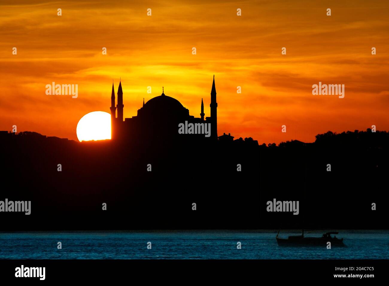 Hagia Sophia al tramonto, Istanbul, Turchia Foto Stock