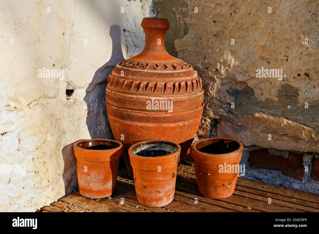 Pentole di terracotta fatte a mano, Turchia Foto Stock
