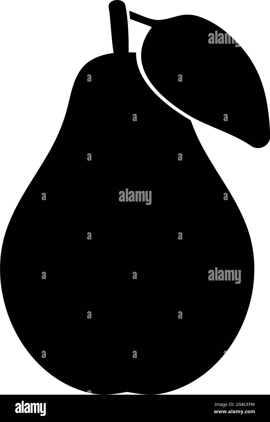 Silhouette di una pera. Elemento di frutta semplice e minimalista. Isolato su sfondo bianco. Illustrazione vettoriale. Illustrazione Vettoriale