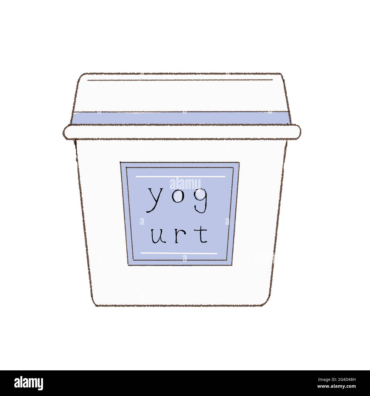 Yogurt semplice. Stile d'arte semplice e carino. Su sfondo bianco. Foto Stock