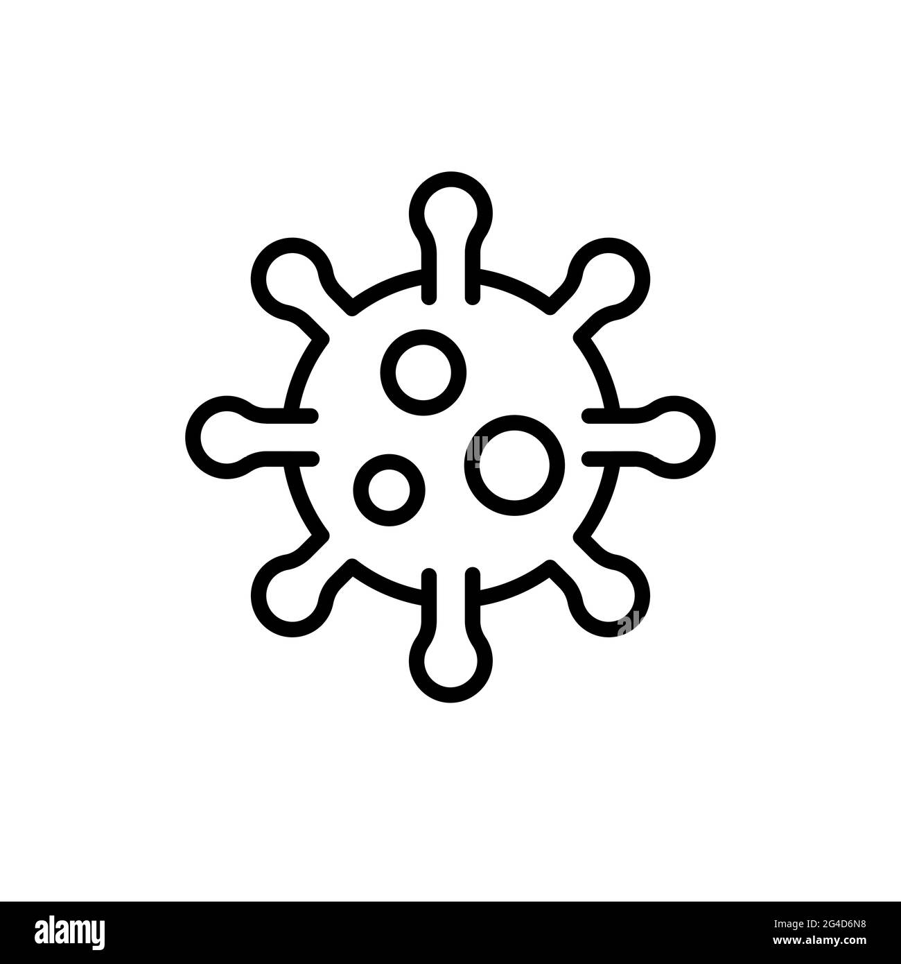 icona del coronavirus, simbolo del coronavirus con linea nera e sfondo bianco. Illustrazione vettoriale Illustrazione Vettoriale