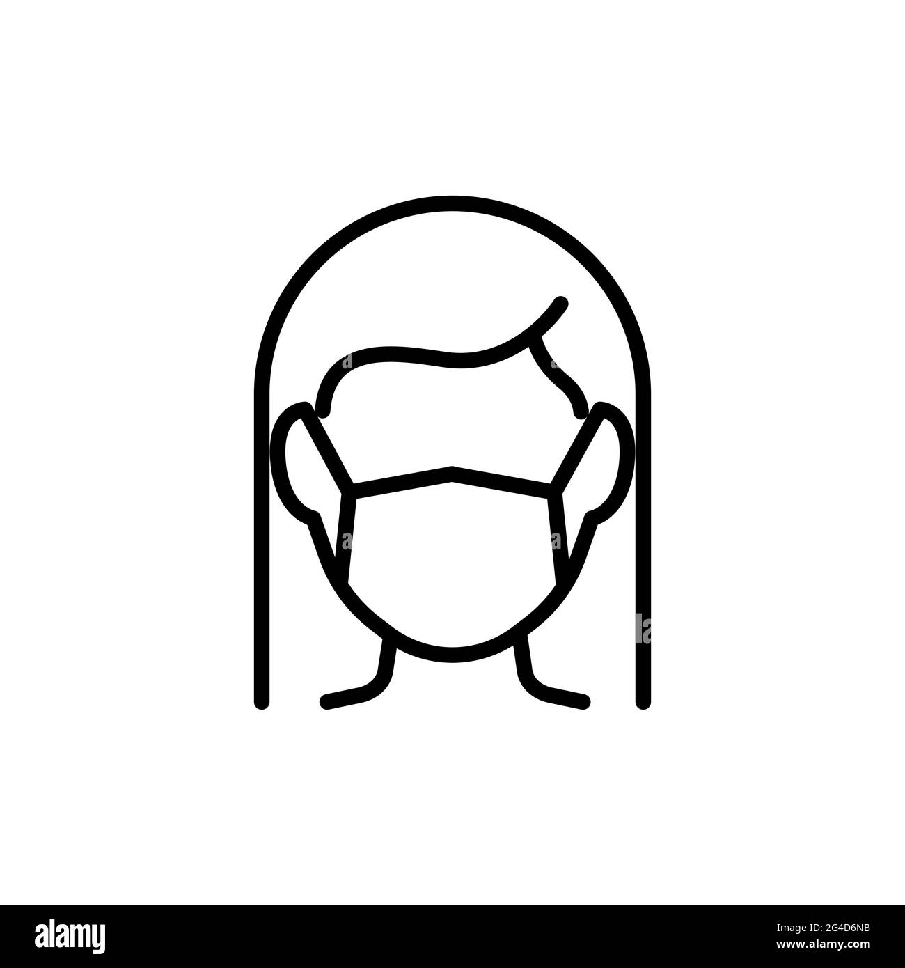 Donne in maschera faccia icona linea, vettore pittogramma di prevenzione della malattia. Inquinamento atmosferico, polvere, influenza illustrazione, cartello per il negozio di attrezzature mediche. Illustrazione Vettoriale
