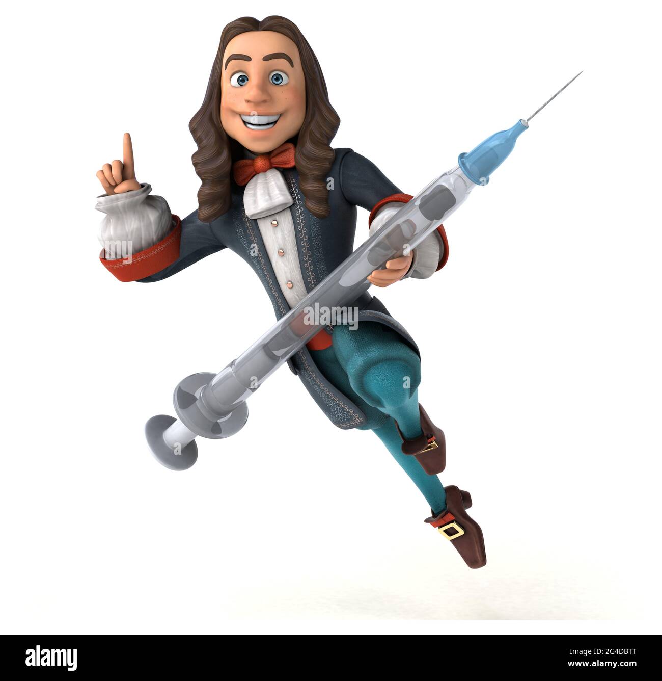 3D Illustrazione di un uomo cartoon in costume storico barocco Foto Stock