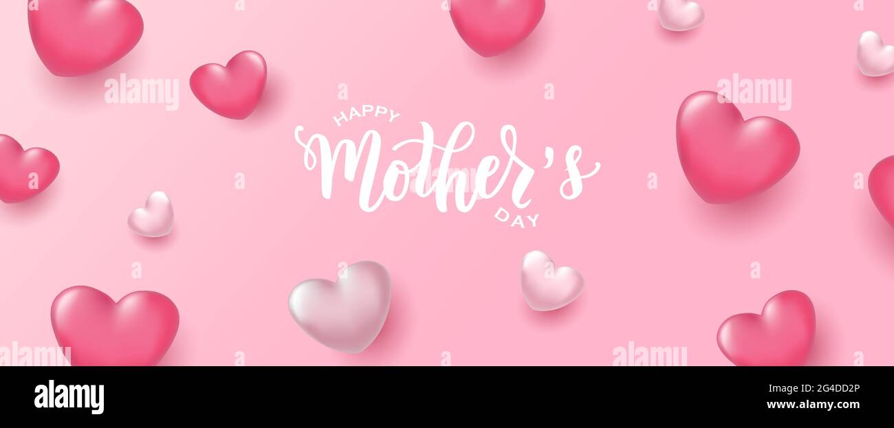 Happy Mothers giorno testo con lettere a mano. Tipografia con lettere. Illustrazione Vettoriale