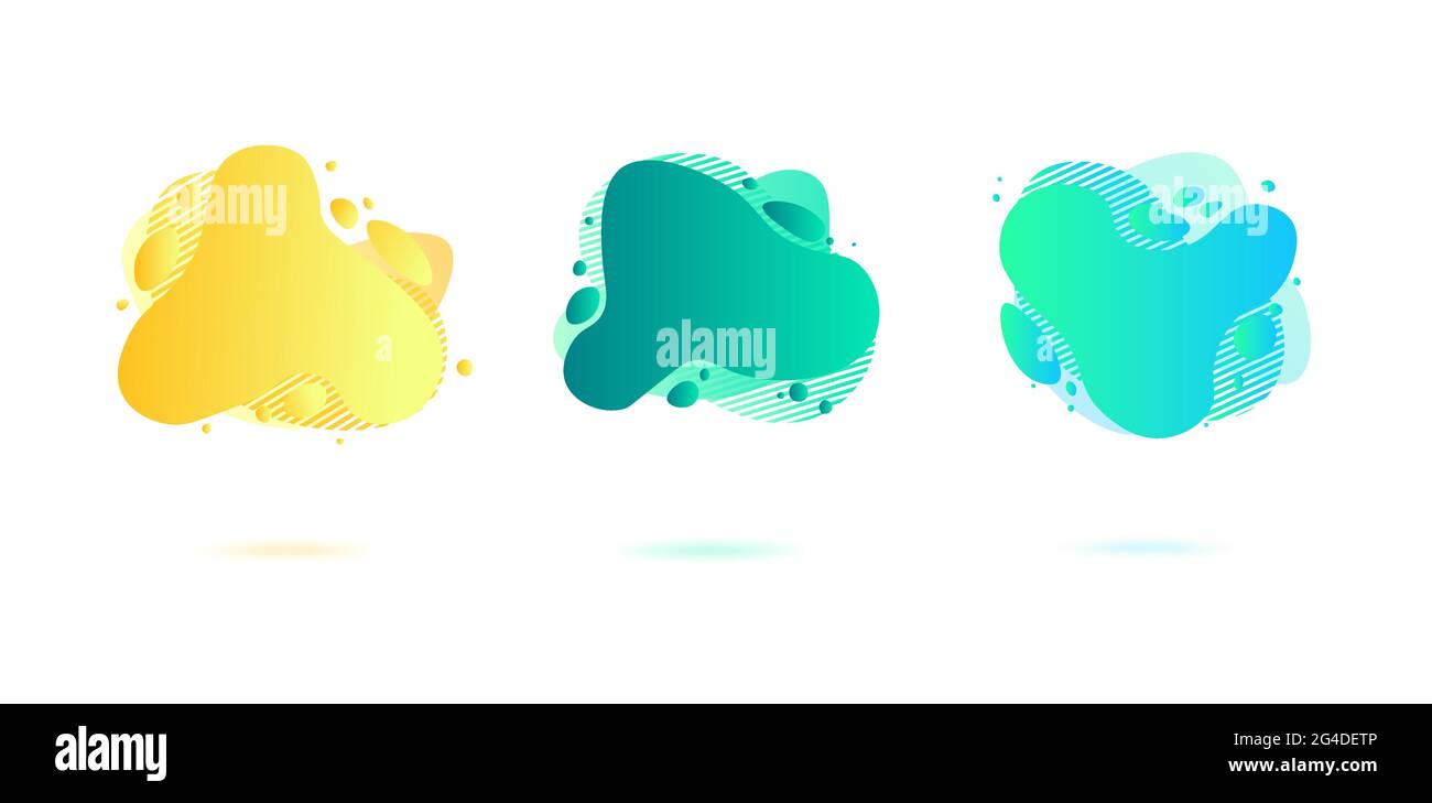 Elementi grafici a gradiente dinamico astratti in stile moderno. Striscioni con forme fluide liquide, forme di ameba. Illustrazione vettoriale. Illustrazione Vettoriale