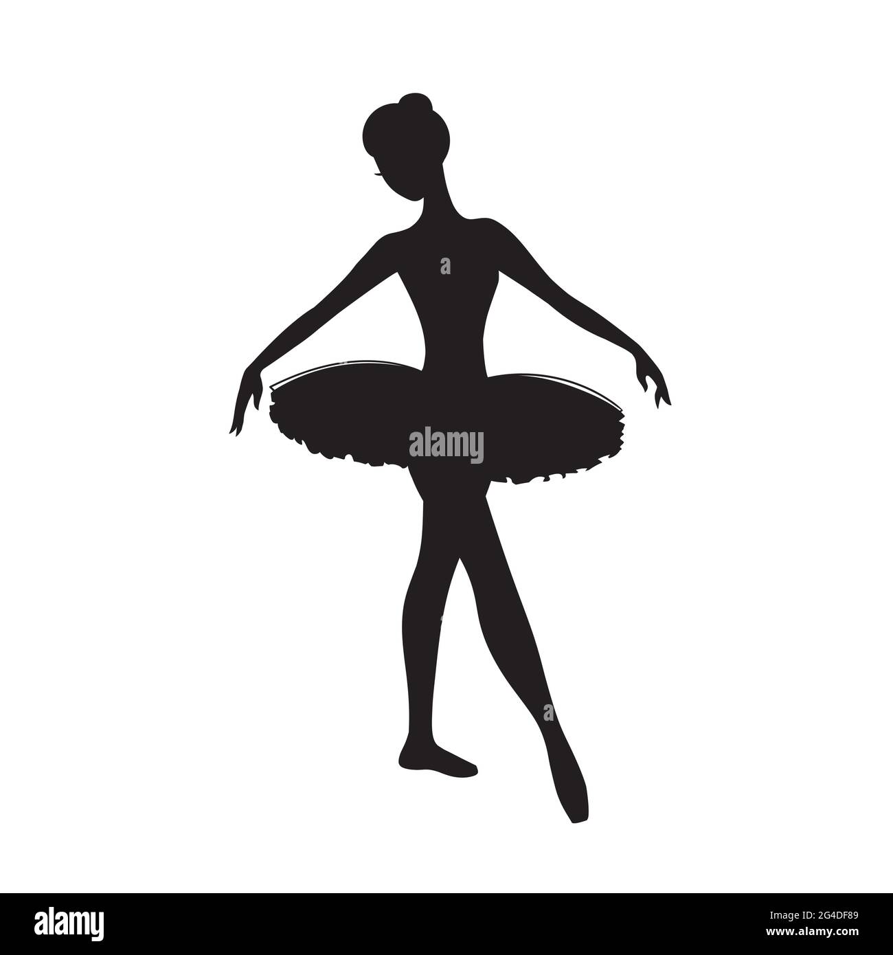 Silhouette ballerina.Dancing woman.Black e bianco illustrazione di un ballerino classico.Stock illustrazione isolato su sfondo bianco.clip art isolato Illustrazione Vettoriale