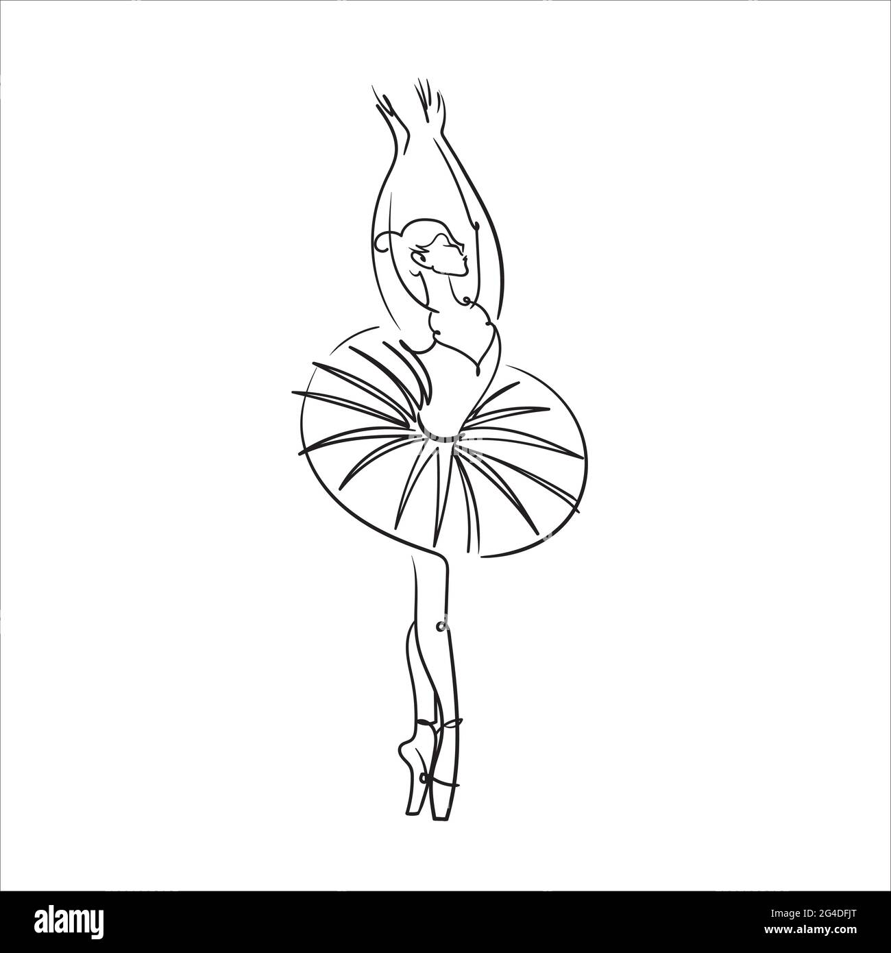 Ballerina in tutu e pointe shoes.Ballet ballerina silhouette. Ballerina  realistica, bella donna su sfondo bianco. Banner balletto. Vettore di linea  Immagine e Vettoriale - Alamy