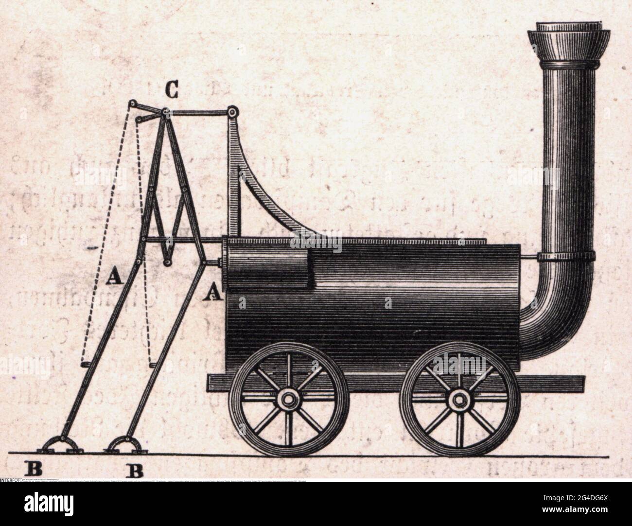 Trasporto / trasporto, ferrovia, locomotive, locomotiva a vapore, Brunton's Mechanical Traveller, IL COPYRIGHT DELL'ARTISTA NON DEVE ESSERE CANCELLATO Foto Stock