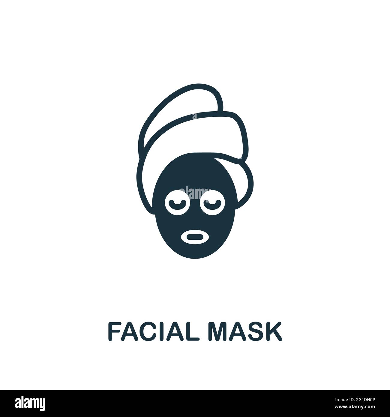 Icona maschera facciale. Elemento semplice monocromatico della collezione sauna. Icona della maschera facciale creativa per web design, modelli, infografiche e altro ancora Illustrazione Vettoriale