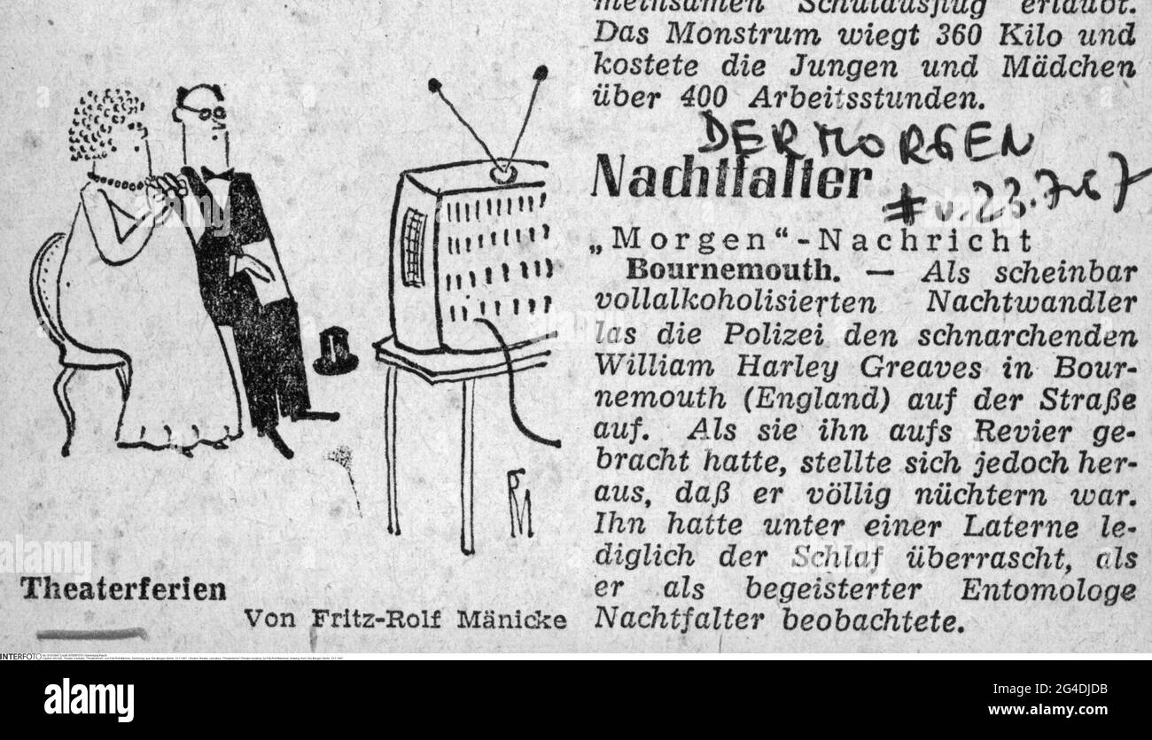 teatro / teatro, caricatura, "Theaterferien" (Teatro vacanze), di Fritz-Rolf Maenicke, disegno, IL COPYRIGHT DELL'ARTISTA NON DEVE ESSERE CANCELLATO Foto Stock