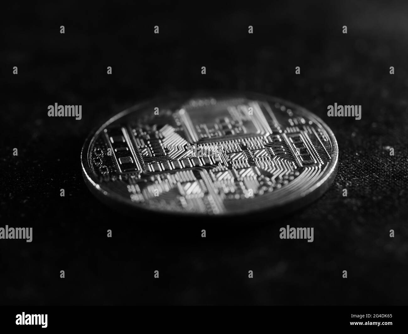 Immagine in scala di grigi della valuta criptata Foto Stock