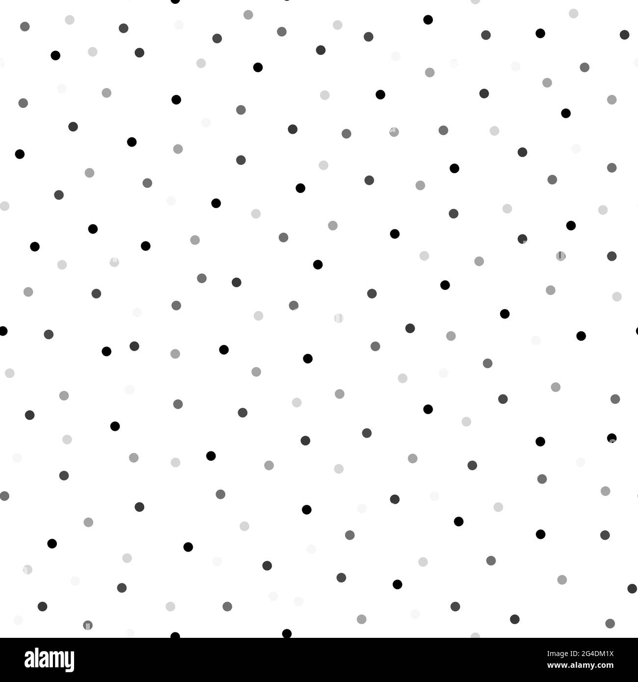 Motivo a punti a forma di polka vettoriale senza giunture. Punti neri e grigi isolati su sfondo bianco. Immagine monocromatica con punti disegnati a mano casuali. Illustrazione del folle Illustrazione Vettoriale