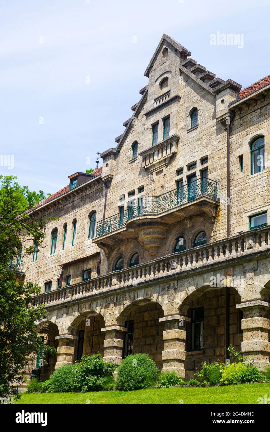 Rothenburg ob der Tauber, Franconia/Germania: Wildbad storico. Un tempo una rinomata spa, questo grande edificio e il parco circostante sono oggi utilizzati come un balcone Foto Stock